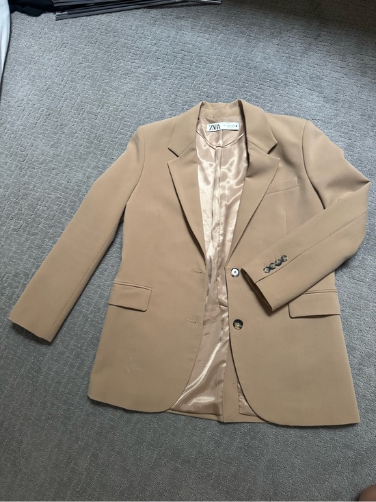 Zara Jackets & Blazers - ZARA Tan-Beige Satin-Lined Blazer